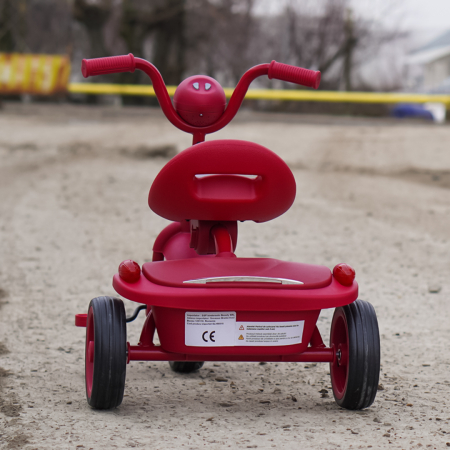 Tricicleta cu pedale Kinderplay Baby Flyer, pentru copii 2-4 ani, roti moi EVA, pliabila, rosie [7]