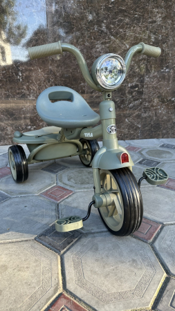 Tricicleta cu pedale Kinderplay Baby Flyer, pentru copii 2-4 ani, roti moi EVA, pliabila, verde [7]