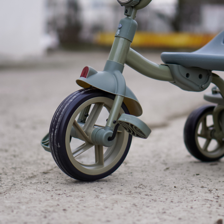 Tricicleta cu pedale Kinderplay Baby Flyer, pentru copii 2-4 ani, roti moi EVA, pliabila, verde [8]