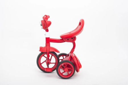 Tricicleta cu pedale Kinderplay Baby Flyer, pentru copii 2-4 ani, roti moi EVA, pliabila, rosie [16]