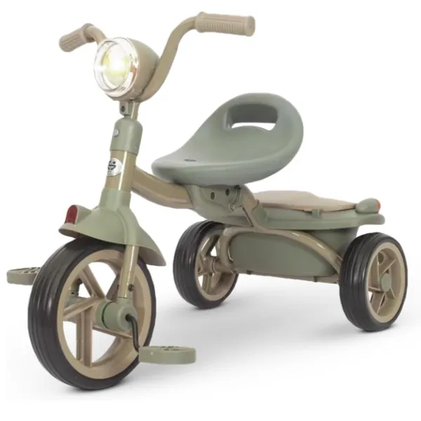 Trotinete & biciclete - Tricicleta cu pedale Kinderplay Baby Flyer, pentru copii 2-4 ani, roti moi EVA, pliabila, verde