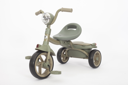 Tricicleta cu pedale Kinderplay Baby Flyer, pentru copii 2-4 ani, roti moi EVA, pliabila, verde [10]