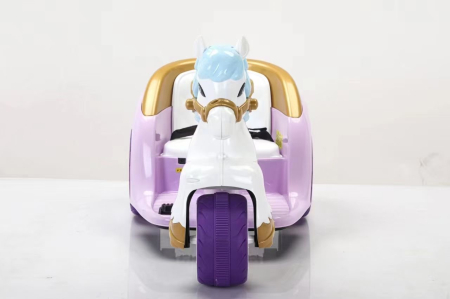 Tricicleta electrica pentru copii tip trasura, Kinderplay RoyalRide, 2 motoare, 12V 4.5Ah, functie leganare, violet [2]