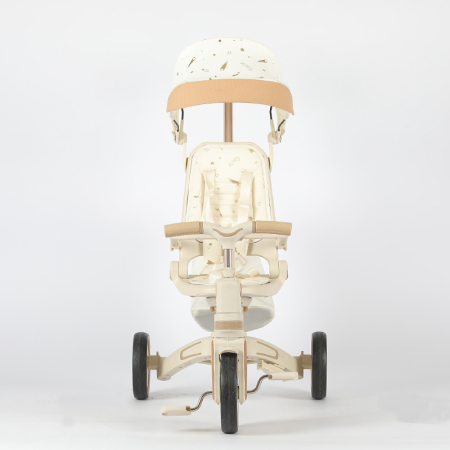 Tricicleta multifunctionala Kinderplay Baby 4-in-1, pentru copii de la 1 la 3 ani, pliabila si reglabila, roti moi, centura de siguranta, maner detasabil, alba [3]