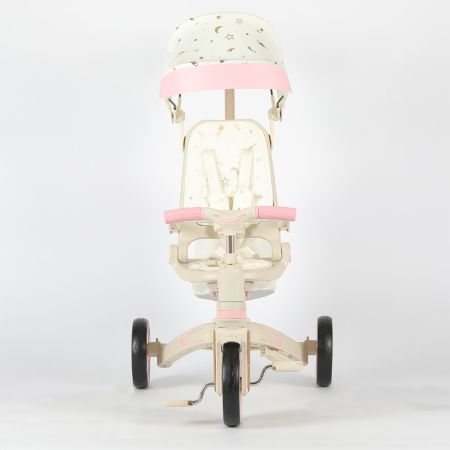 Tricicleta multifunctionala Kinderplay Baby 4-in-1, pentru copii de la 1 la 3 ani, pliabila si reglabila, roti moi, centura de siguranta, maner detasabil, roz [18]