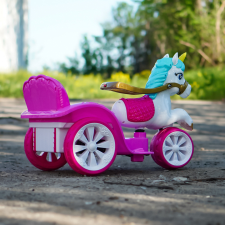 Tricicleta, trasura electrica pentru copii, Kinderplay Fairy Tales, 6V, 35W, music player, roz [5]