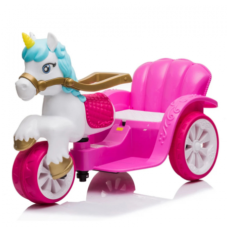 Trotinete & biciclete - Tricicleta, trasura electrica pentru copii, Kinderplay Fairy Tales, 6V, 35W, music player, roz