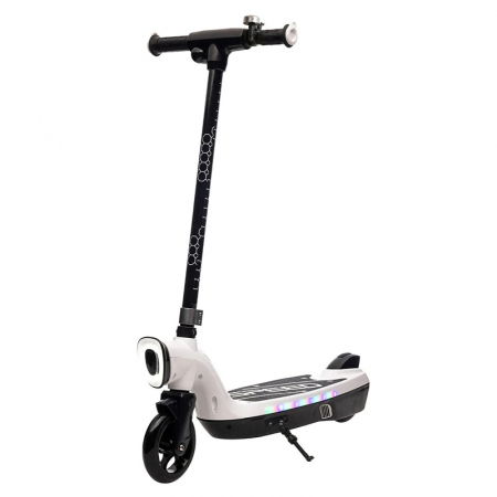 Trotinete & biciclete - Trotineta electrica Kinderplay, pentru copii de peste 6 ani, 45W, 12V, lumini, roti moi din spuma, alba