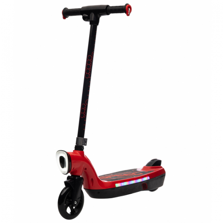 Trotinete & biciclete - Trotineta electrica Kinderplay, pentru copii de peste 6 ani, 45W, 12V, lumini, roti moi din spuma, rosie