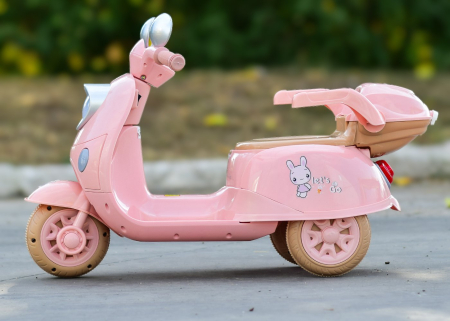Trotineta electrica pentru copii intre 3 si 5 ani, Kinderplay Bunny 40W 6V, Roz Pal [4]