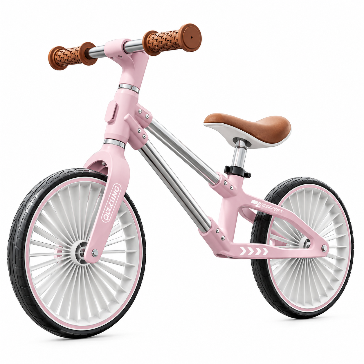Bicicleta de echilibru pentru copii Kinderplay Explorer Bike, 2-5 ani, roti moi din spuma 12inch, roz