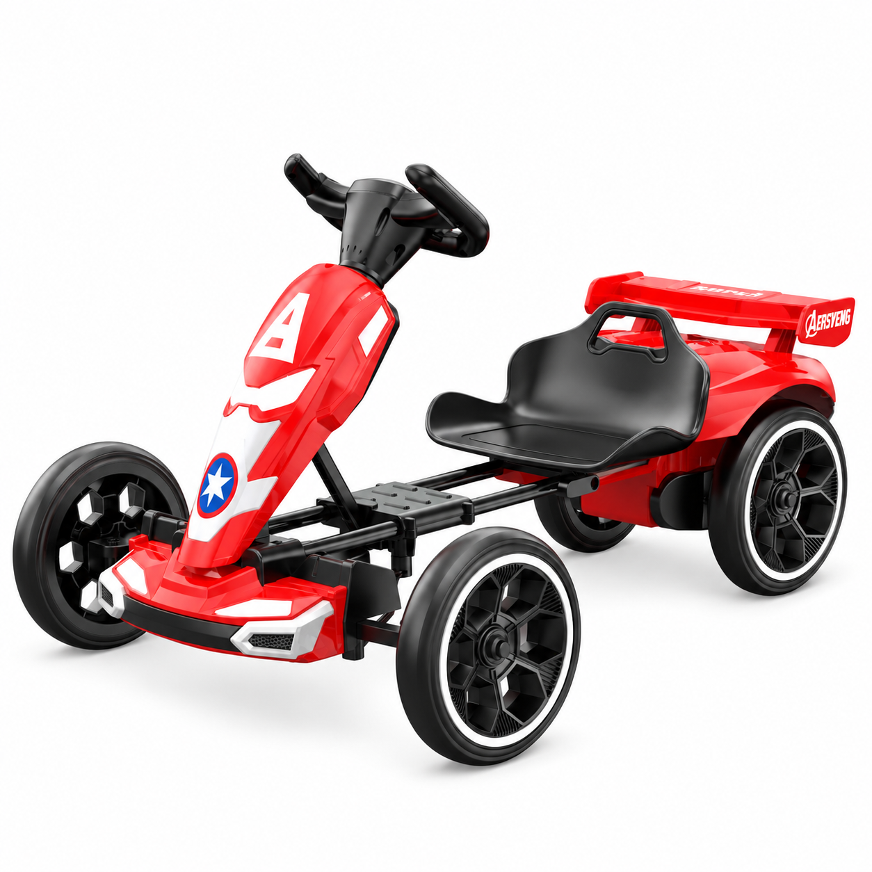 Go Kart pentru copii,  Kinderplay Patriot, 70W 12V, cu roti moi si telecomanda inclusa, rosu