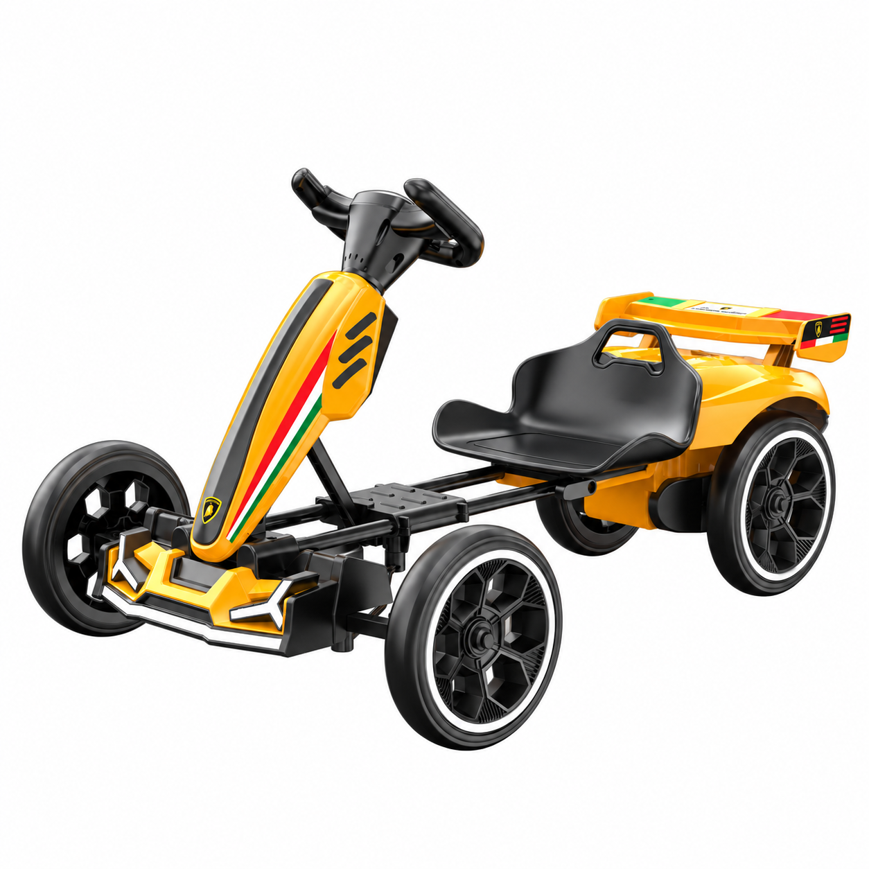 Kart electric pentru copii 3-7 ani, Kinderplay Rider 70W, 12V 4.5Ah,  roti moi si telecomanda, galben