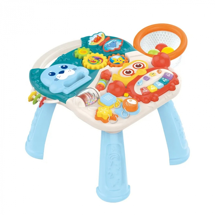 Antepremergator Interactiv 2-in-1 cu Animalute si Centru de Activitati, Bleu [2]