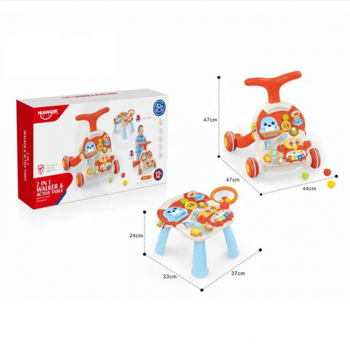 Antepremergator Interactiv 2-in-1 cu Animalute si Centru de Activitati, Rosu [2]