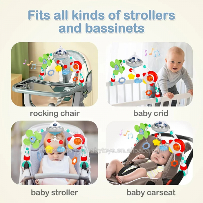 Arcada pentru Activitati Bebelusi OZN- Jucarie Interactiva 6 in 1 pentru Carucior si Patut [8]