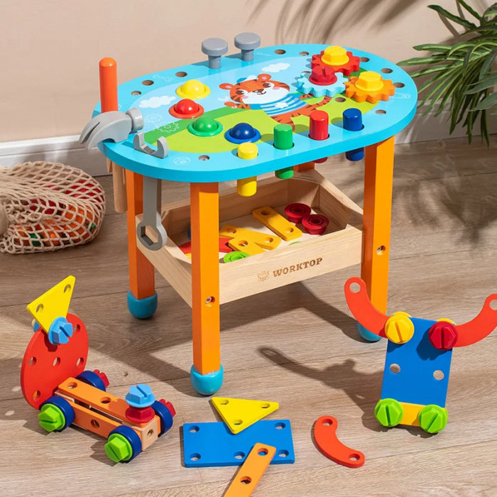 Banc de lucru din lemn pentru copii – Set de unelte educativ si creativ [1]