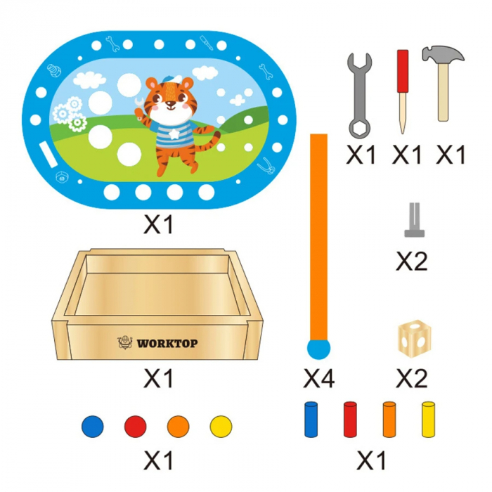 Banc de lucru din lemn pentru copii – Set de unelte educativ si creativ [4]