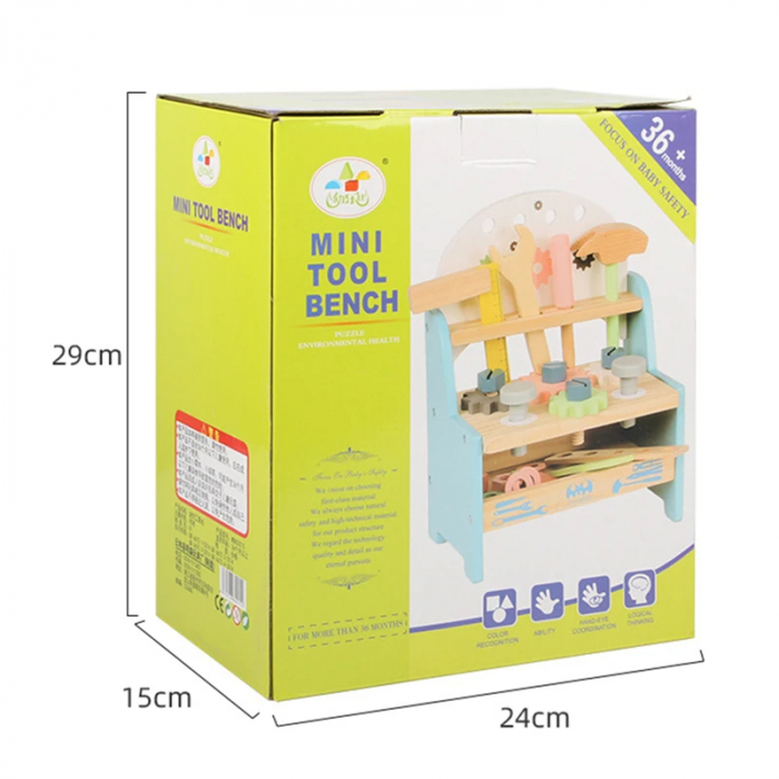 Banc de Scule din Lemn pentru Copii - Atelier de Mesterit Interactiv [6]