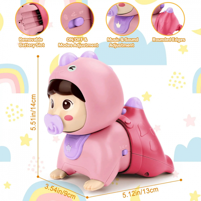 Bebe Dino Crawl & Fun – Jucarie pentru invatarea mersului de-a busilea [10]