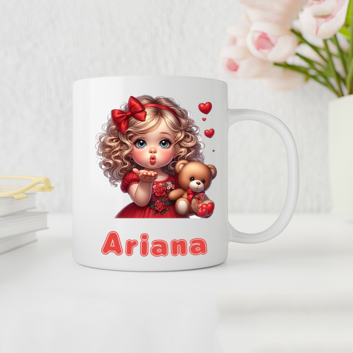Cana Personalizata cu Nume -  Fetita si Ursulet [1]