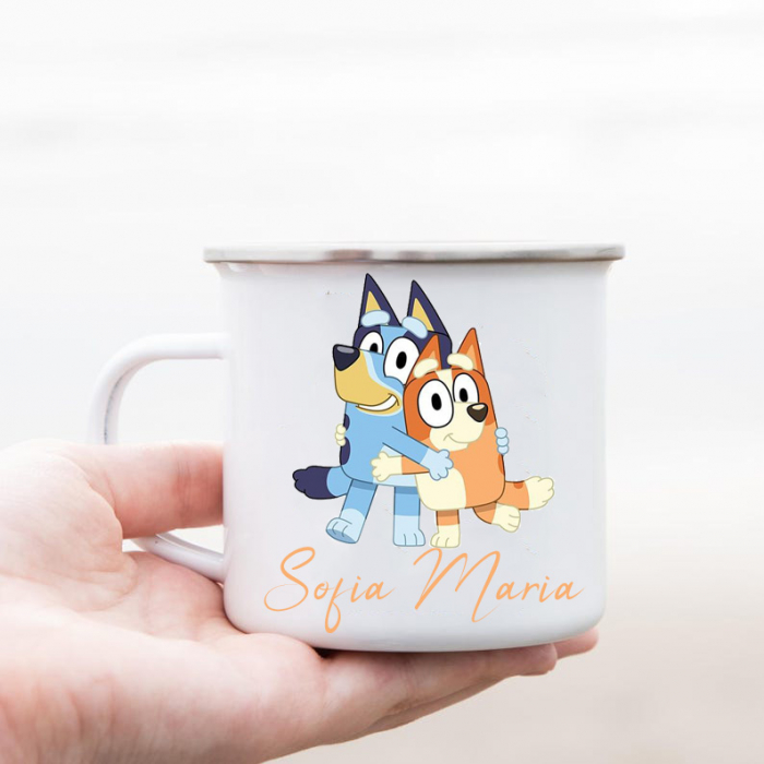 Cana Personalizata din Otel Emailat pentru Copii Bluey si Bingo [2]