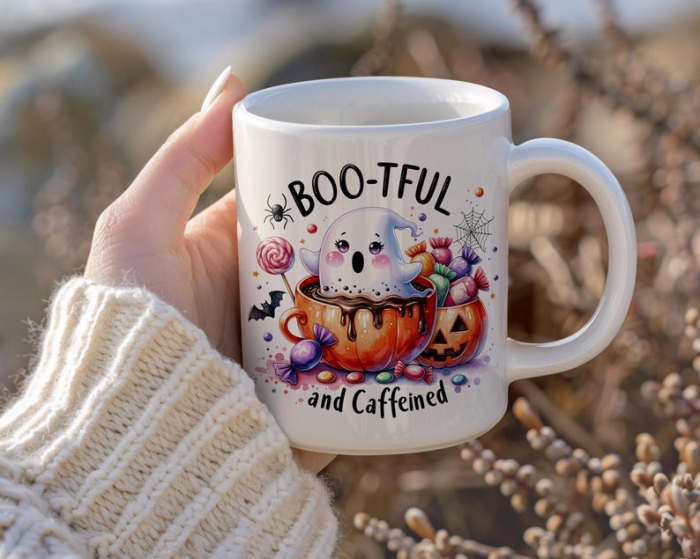 Cana Personalizata BOO-TFUL de Halloween - Fantoma Vesela [1]