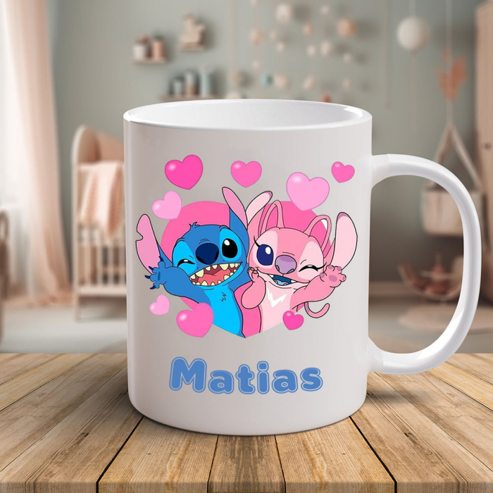 Cana Angel si Stitch personalizata cu nume [2]