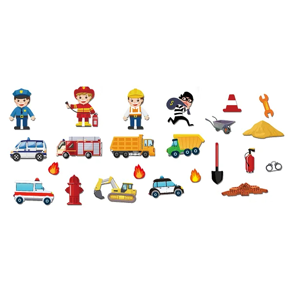 Joc Magnetic Politie, Constructii si Pompieri - Set Interactiv Educativ 23 Piese [3]