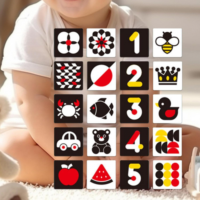 Cartonase Montessori pentru Stimulare Vizuala - Set Educativ pentru Bebelusi 3-6 Luni [3]