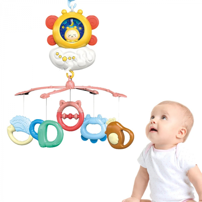 Carusel Muzical Multifunctional pentru Patut Bebelusi cu telecomanda [3]