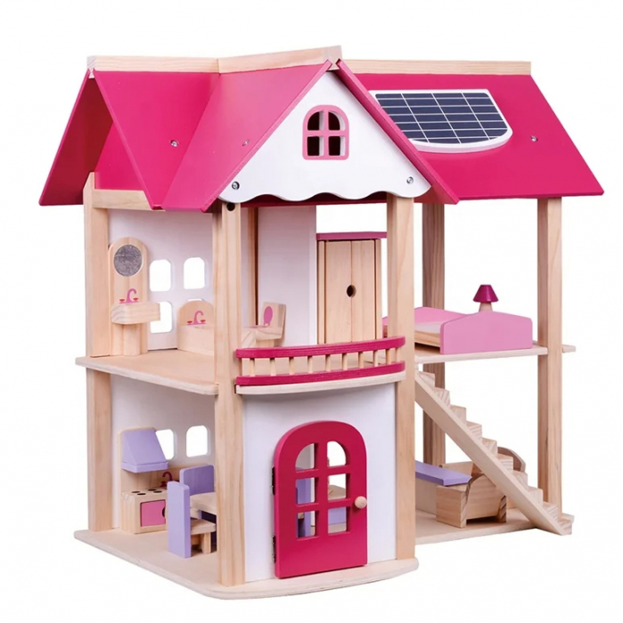 Casa de Papusi Eco-Friendly din Lemn cu Panou Solar si Mobilier [2]