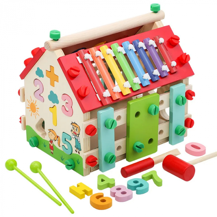 Casuta educativa multifunctionala din lemn 6 in 1 [7]