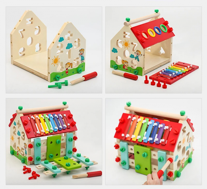 Casuta educativa multifunctionala din lemn 6 in 1 [8]