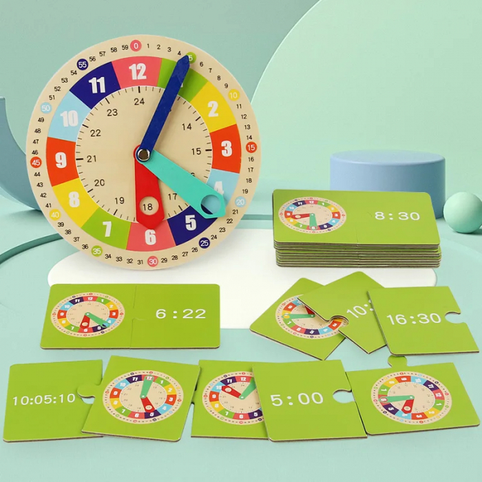 Ceas Montessori din lemn – Joc Educativ pentru a  invata ceasul [8]
