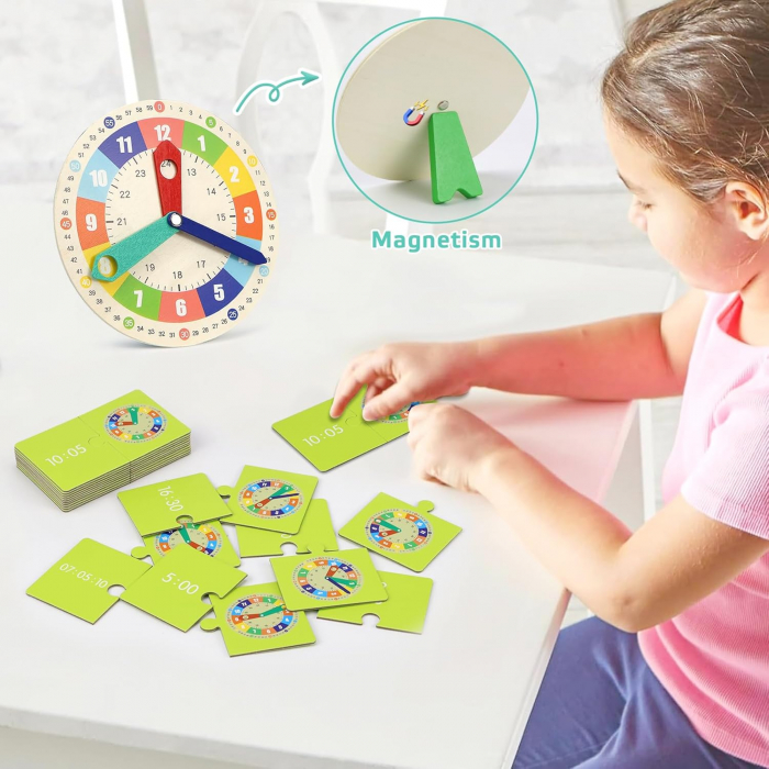 Ceas Montessori din lemn – Joc Educativ pentru a  invata ceasul [5]