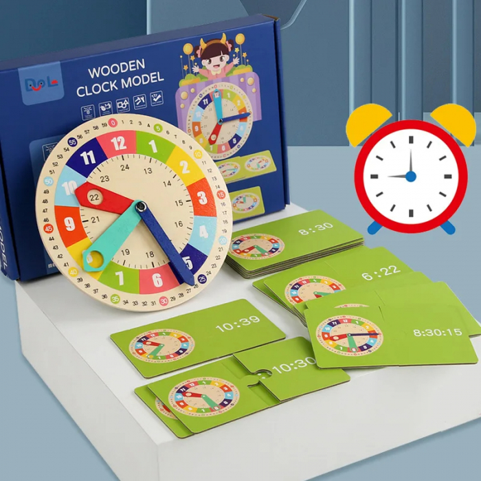 Ceas Montessori din lemn – Joc Educativ pentru a  invata ceasul [7]