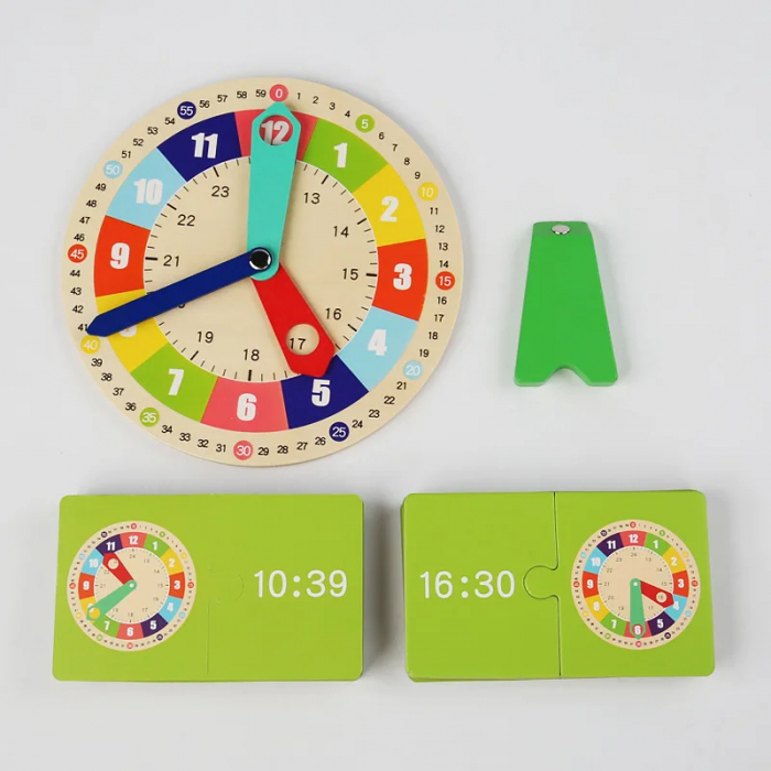 Ceas Montessori din lemn – Joc Educativ pentru a  invata ceasul [9]