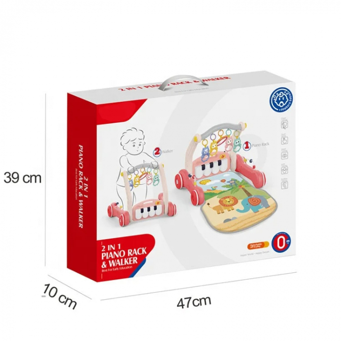 Centru de Activitati 2-in-1 - Salteluta si Premergator Interactiv cu Pian Roz [11]