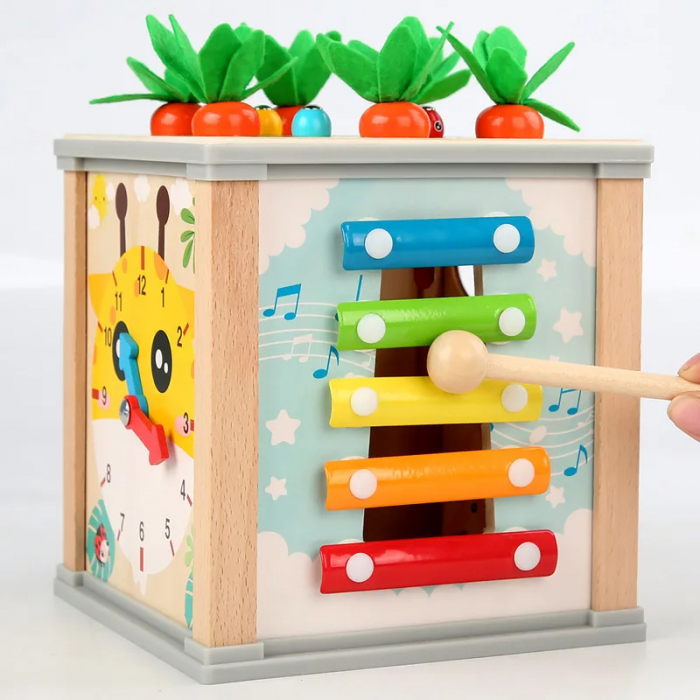 Centru de Activitati Montessori 6 in 1 - Jucarie Interactiva din Lemn pentru Dezvoltare si Motricitate [9]