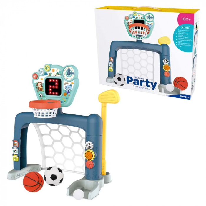 Centru Sportiv Interactiv 3 în 1 pentru Copii – Baschet, Fotbal, Golf și Sunete Educative [5]