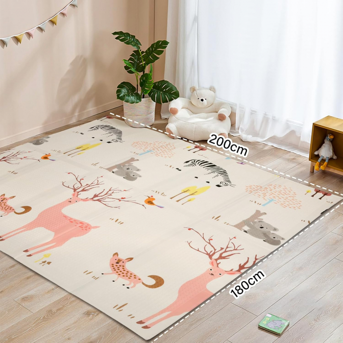 Covoras de joaca pliabil si reversibil, design Panda si Cerbi, 180 x 200 cm [5]