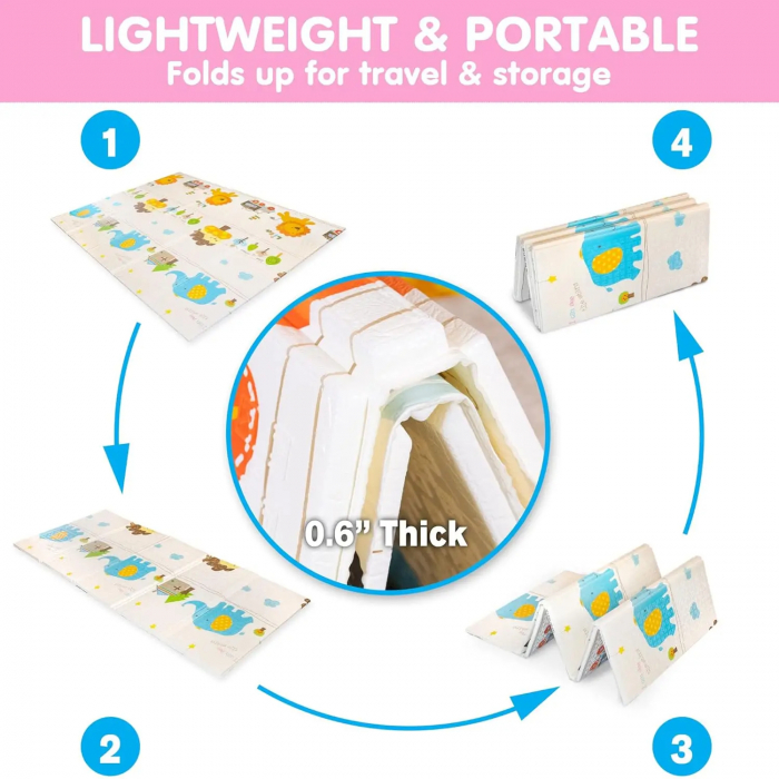 Covoras de joaca pliabil, design Ursulet si Girafa, 180 x 200 cm [4]