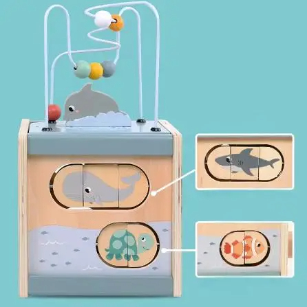 Cub Activitati din Lemn pentru Bebelusi Kaby Marin [6]