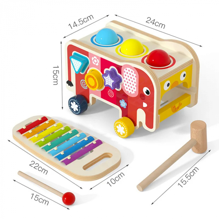 Elefant cu xilofon, ciocanel si forme colorate [5]