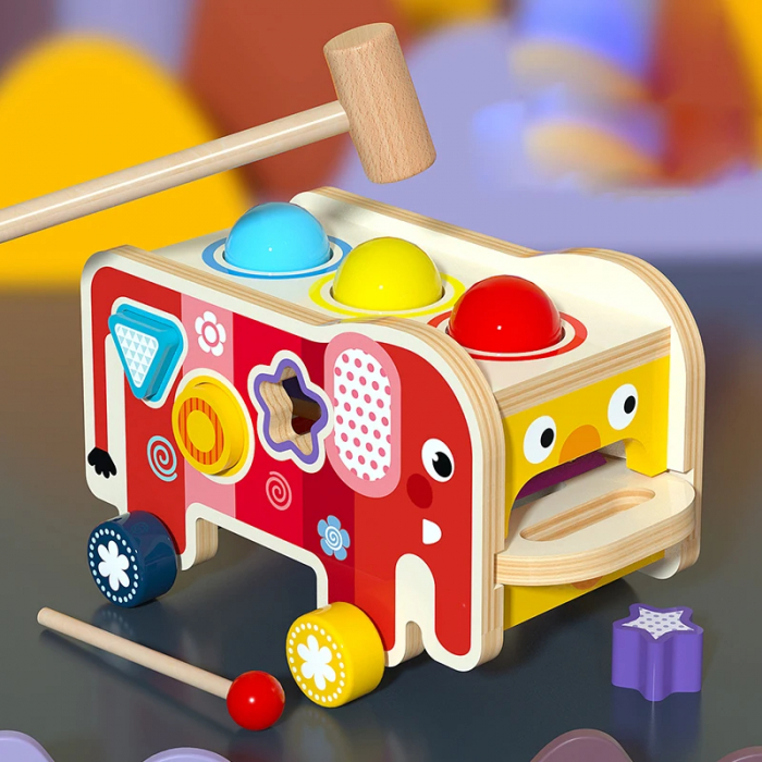 Elefant cu xilofon, ciocanel si forme colorate [4]