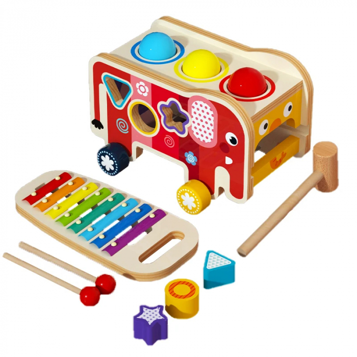 Elefant cu xilofon, ciocanel si forme colorate [1]
