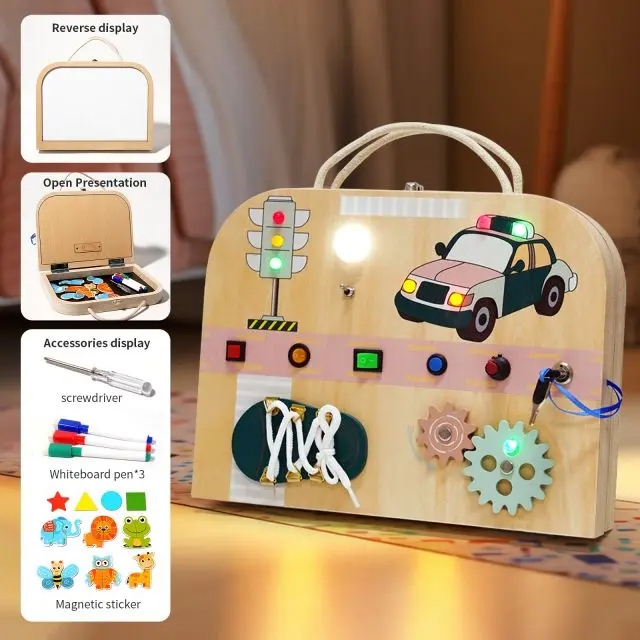 GeantaBusy Board Interactiva – Tablita Educativa cu Elemente de Dezvoltare si Luminite [1]