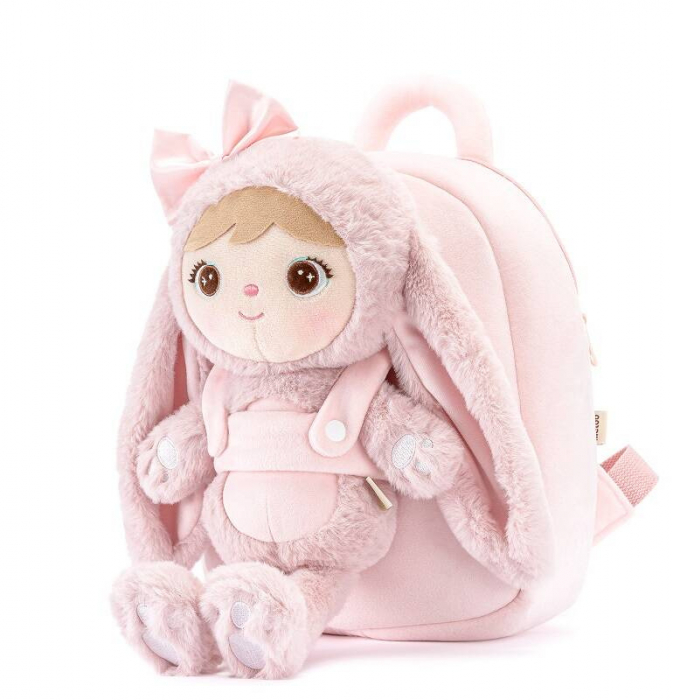 Ghiozdan cu papusa detasabila, iepuras bej, personalizat [4]