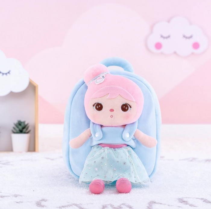 Ghiozdan fetite cu papusa detasabila, printesa bleu, personalizat [5]